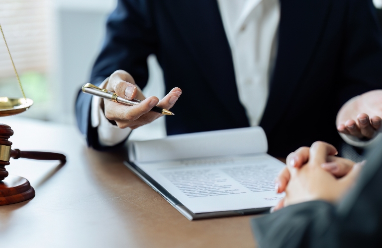 client is consulting with lawyer